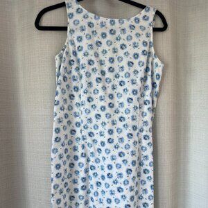 Liz Claiborne Spring Cotton Sheath in Daisy Textured Blue & Yellow